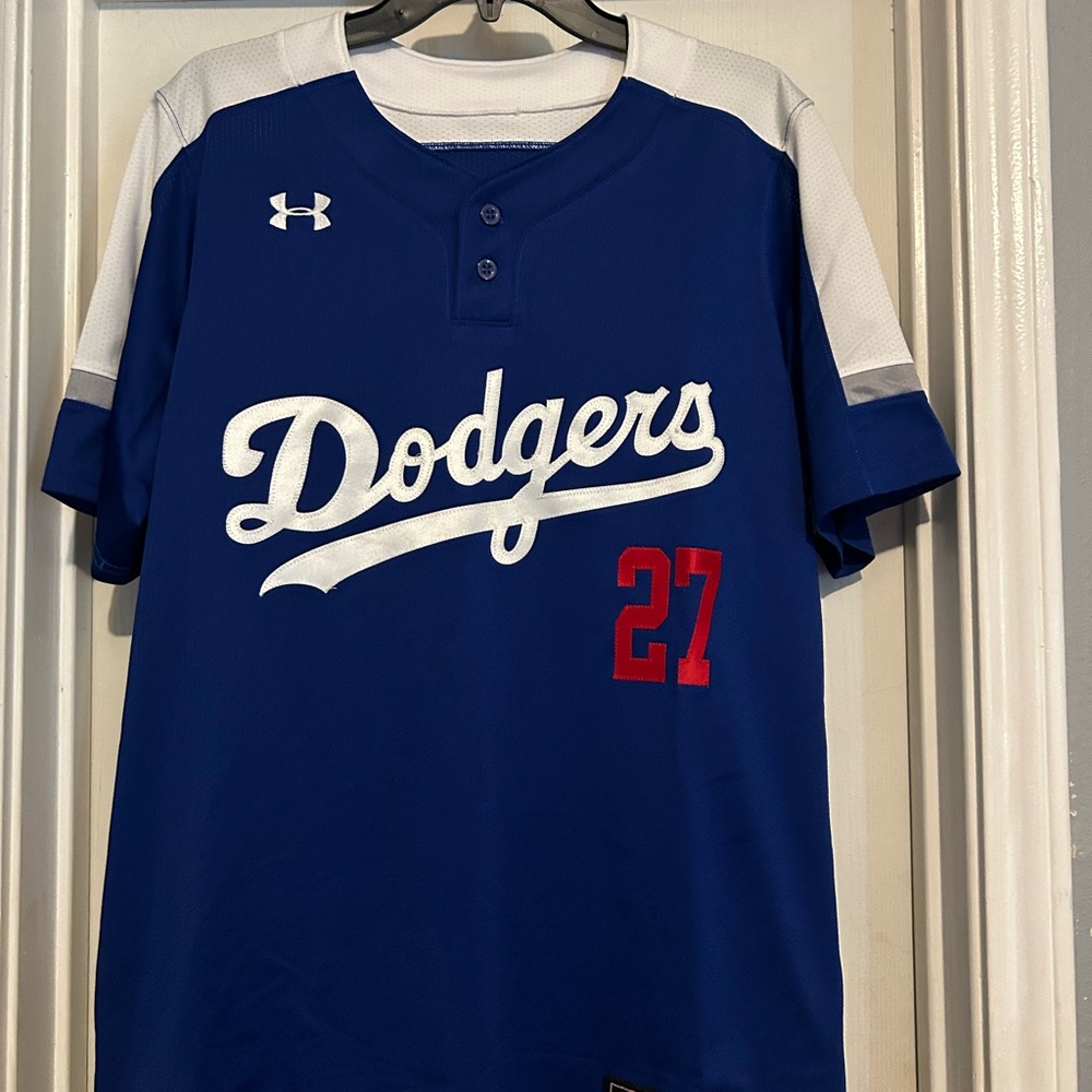 Blue Dodgers Jersey with Red Number